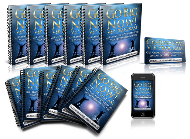 All this included in your Go Big Coach program with Kristen Howe Image of the Go Big Coach program materials, app's and workbooks